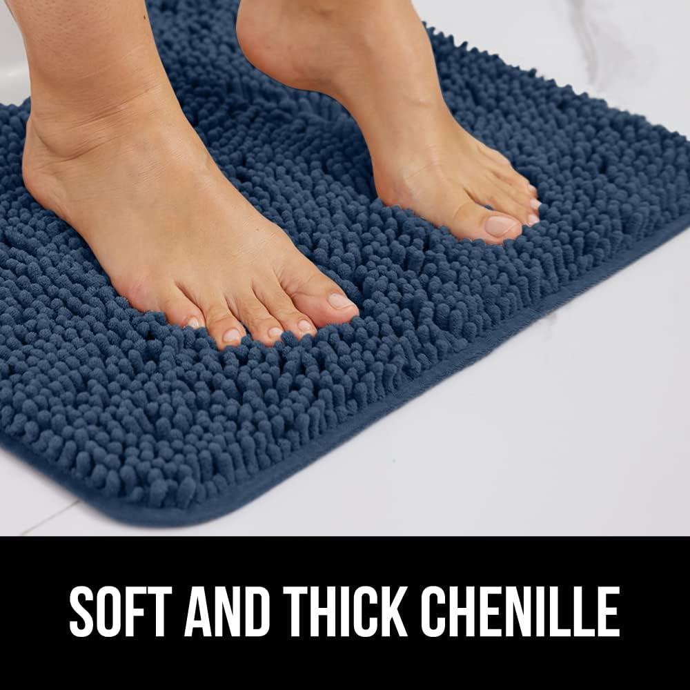 imageGORILLA GRIP Bath Rug Mat 36x24 Thick Absorbent Chenille Quick Dry Microfiber Mats Rubber Backing Washable Shower Floor Rugs Bathmat Runner US Designed Bathroom Home Decor Accessories Gray BeigeNavy