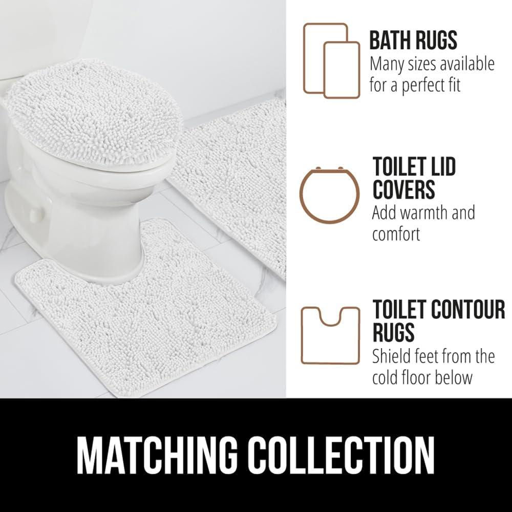 imageGORILLA GRIP Bath Rug Mat 36x24 Thick Absorbent Chenille Quick Dry Microfiber Mats Rubber Backing Washable Shower Floor Rugs Bathmat Runner US Designed Bathroom Home Decor Accessories Gray BeigeWhite