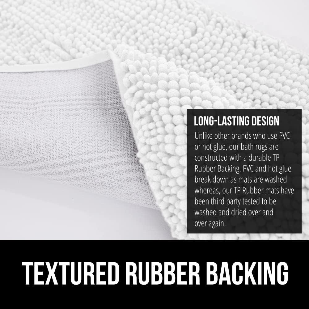 imageGORILLA GRIP Bath Rug Mat 36x24 Thick Absorbent Chenille Quick Dry Microfiber Mats Rubber Backing Washable Shower Floor Rugs Bathmat Runner US Designed Bathroom Home Decor Accessories Gray BeigeWhite