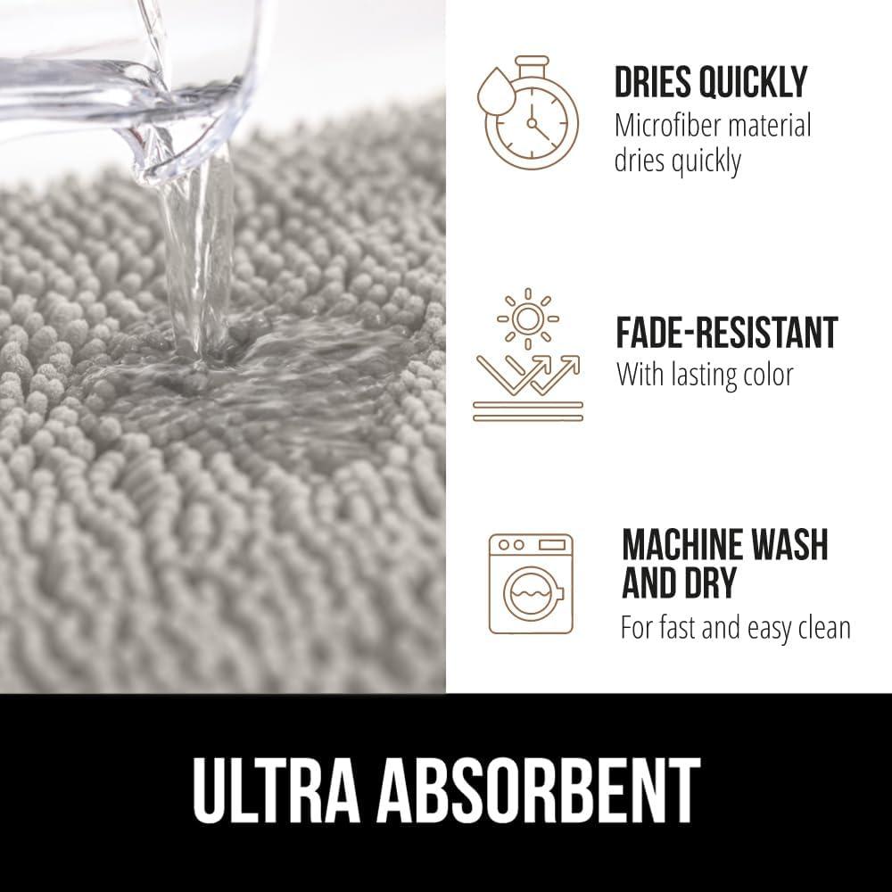imageGORILLA GRIP Bath Rug Mat 36x24 Thick Absorbent Chenille Quick Dry Microfiber Mats Rubber Backing Washable Shower Floor Rugs Bathmat Runner US Designed Bathroom Home Decor Accessories Gray BeigeLight Gray