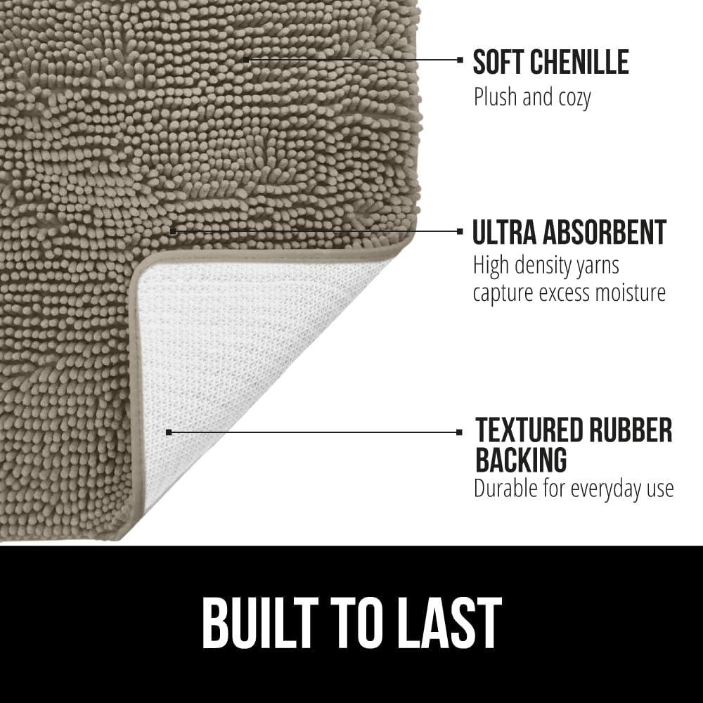 imageGORILLA GRIP Bath Rug Mat 36x24 Thick Absorbent Chenille Quick Dry Microfiber Mats Rubber Backing Washable Shower Floor Rugs Bathmat Runner US Designed Bathroom Home Decor Accessories Gray BeigeLatte