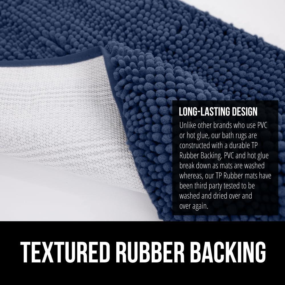 imageGORILLA GRIP Bath Rug Mat 36x24 Thick Absorbent Chenille Quick Dry Microfiber Mats Rubber Backing Washable Shower Floor Rugs Bathmat Runner US Designed Bathroom Home Decor Accessories Gray BeigeNavy