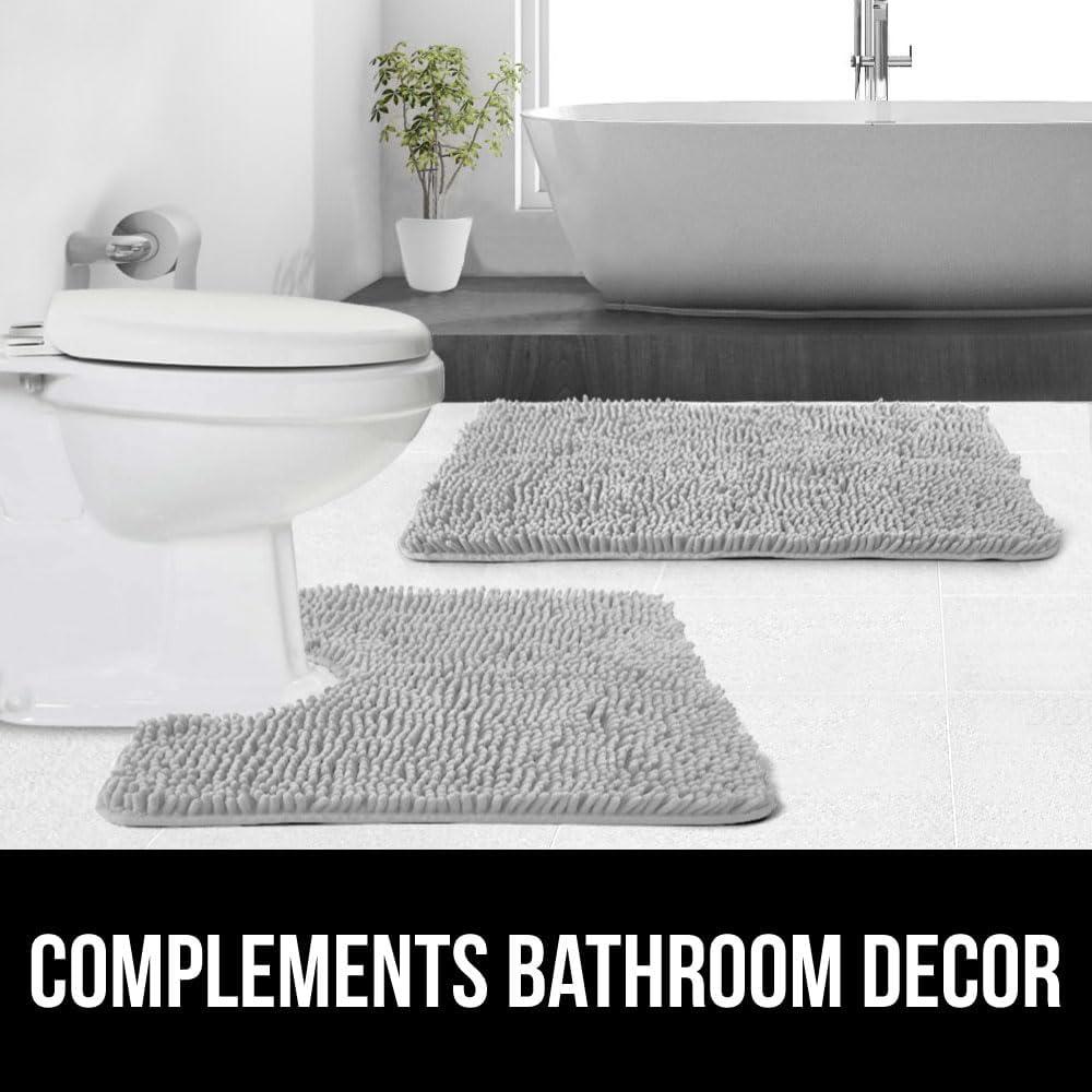 imageGORILLA GRIP Bath Rug Mat 36x24 Thick Absorbent Chenille Quick Dry Microfiber Mats Rubber Backing Washable Shower Floor Rugs Bathmat Runner US Designed Bathroom Home Decor Accessories Gray BeigeLight Gray