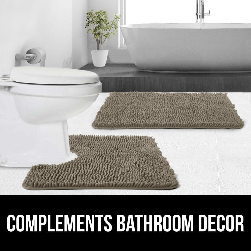 imageGORILLA GRIP Bath Rug Mat 36x24 Thick Absorbent Chenille Quick Dry Microfiber Mats Rubber Backing Washable Shower Floor Rugs Bathmat Runner US Designed Bathroom Home Decor Accessories Gray BeigeLatte