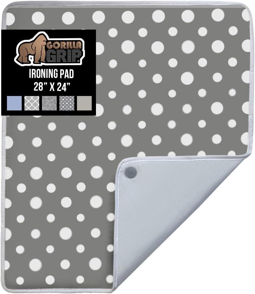 imageGORILLA GRIP The Original Ironing Board Cover and Pad Silicone Coating Thick Scorch Resistant Padding Heavy Duty Iron Covers Standard Boards Hook and Loop Fastener Strap Silver 15x54Dots