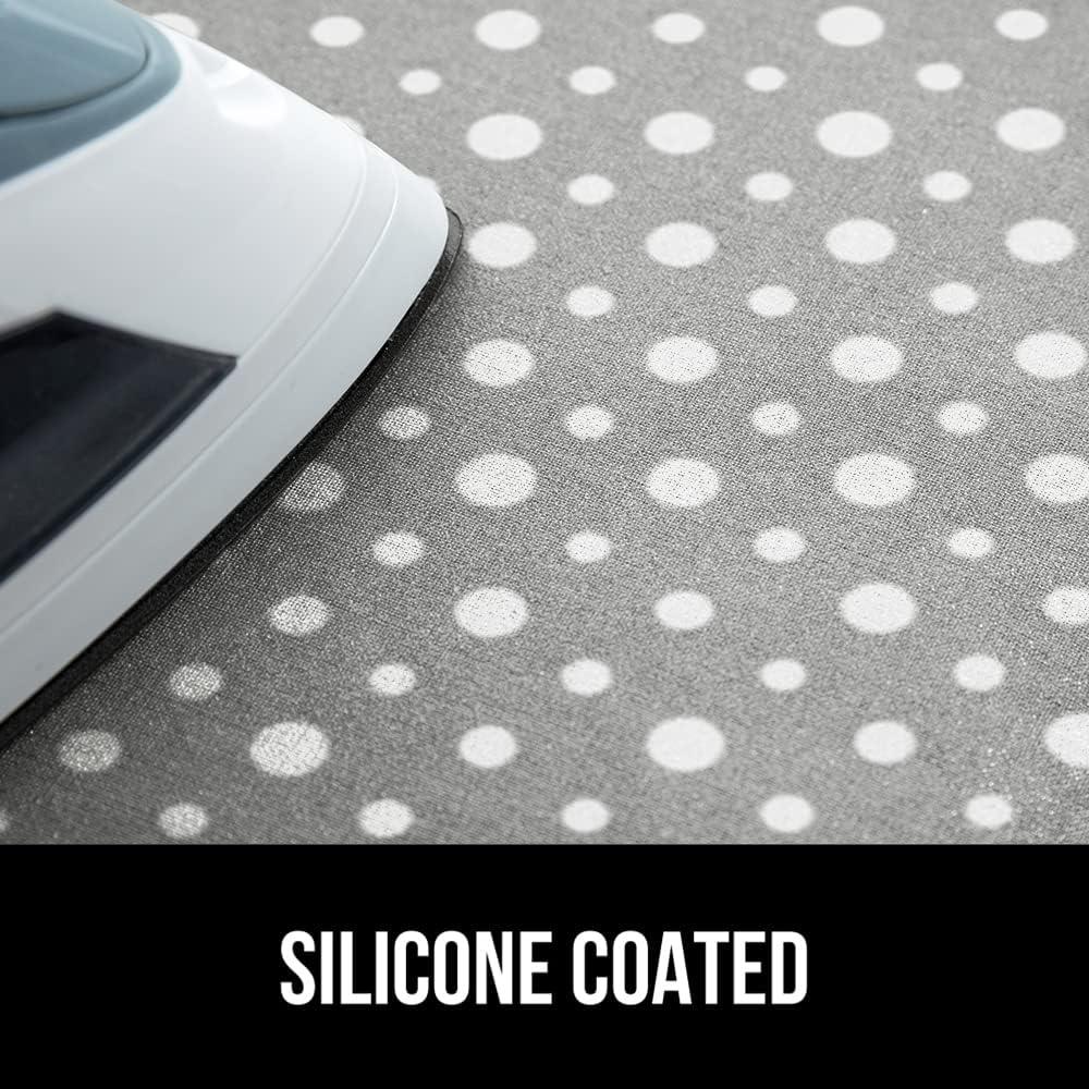 imageGORILLA GRIP The Original Ironing Board Cover and Pad Silicone Coating Thick Scorch Resistant Padding Heavy Duty Iron Covers Standard Boards Hook and Loop Fastener Strap Silver 15x54Dots