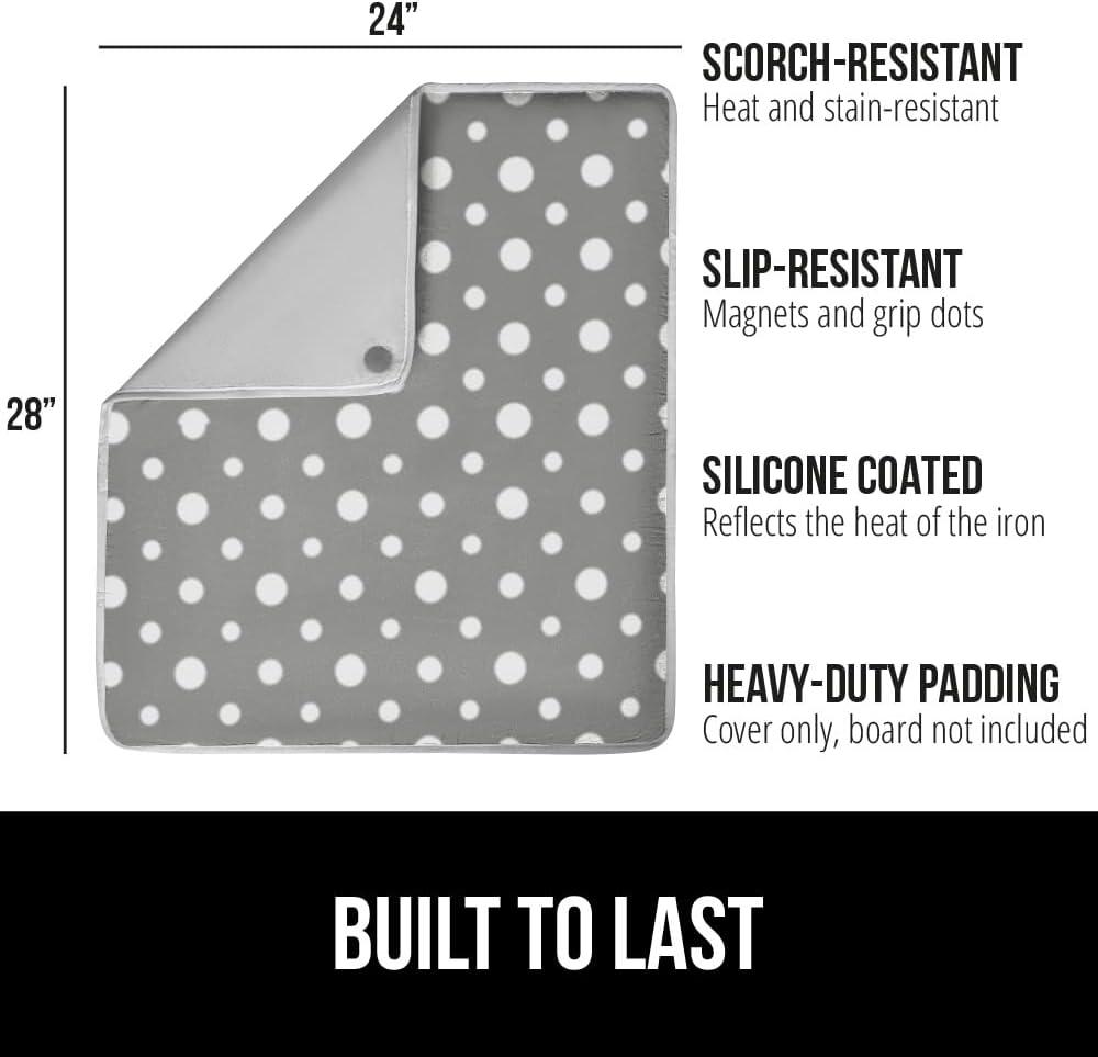 imageGORILLA GRIP The Original Ironing Board Cover and Pad Silicone Coating Thick Scorch Resistant Padding Heavy Duty Iron Covers Standard Boards Hook and Loop Fastener Strap Silver 15x54Dots