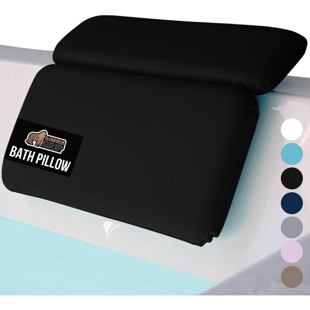 imageGORILLA GRIP Bath Pillow for Tub Headrest for Neck and Back Support Luxury Bathtub Pillows Hot Tub Cushions Bathroom Accessories for Women Relaxing Spa Gifts for Mom Wife Girlfriend 2 Panel WhiteBlack