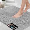 GORILLA GRIP Bath Rug Mat 36×24, Thick Absorbent Chenille, Quick Dry Microfiber Mats, Rubber Backing Washable Shower Floor Rugs, Bathmat Runner, US Designed Bathroom Home Decor Accessories Gray Beige(Light Gray)