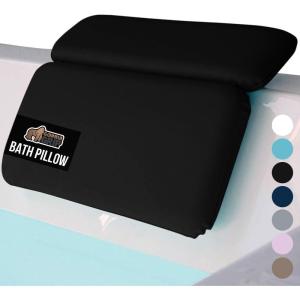 GORILLA GRIP Bath Pillow for Tub, Headrest for Neck and Back Support, Luxury Bathtub Pillows, Hot Tub Cushions, Bathroom Accessories for Women, Relaxing Spa Gifts for Mom Wife Girlfriend 2 Panel White(Black)