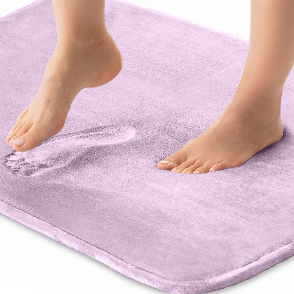 imageGORILLA GRIP Thick Memory Foam Toilet Rug for Bathroom Square Shaped Washable Soft Absorbent Velvet Topside Floor Mats Machine Wash Cushioned Luxury Rugs for Bath Room 225x195 Graphite GraySoft Purple