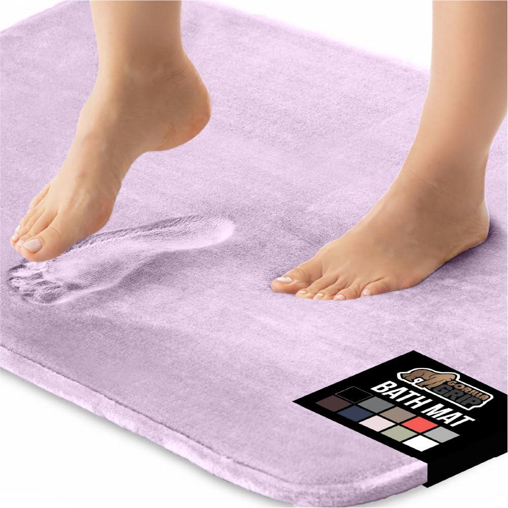 imageGORILLA GRIP Thick Memory Foam Toilet Rug for Bathroom Square Shaped Washable Soft Absorbent Velvet Topside Floor Mats Machine Wash Cushioned Luxury Rugs for Bath Room 225x195 Graphite GraySoft Purple