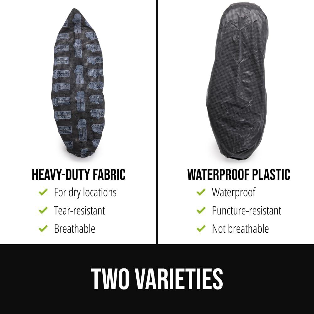 imageGORILLA GUARD Shoe Covers Disposable Pack of 50 25 Pairs Waterproof Ankle Booties Puncture Resistant Accessories for Work Safety Boot Cover for Indoors and Outdoors Secure Universal Fit Black50