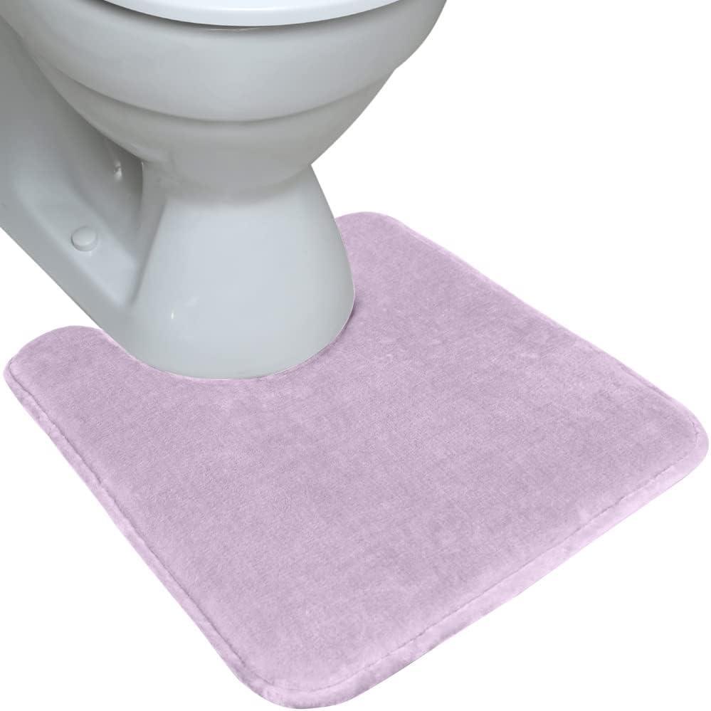 imageGORILLA GRIP Thick Memory Foam Toilet Rug for Bathroom Square Shaped Washable Soft Absorbent Velvet Topside Floor Mats Machine Wash Cushioned Luxury Rugs for Bath Room 225x195 Graphite GraySoft Purple