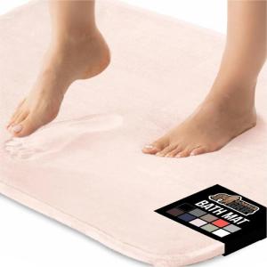 GORILLA GRIP Thick Memory Foam Toilet Rug for Bathroom, Square Shaped Washable, Soft Absorbent Velvet Topside Floor Mats, Machine Wash, Cushioned Luxury Rugs for Bath Room, 22.5×19.5, Graphite Gray(Pink)
