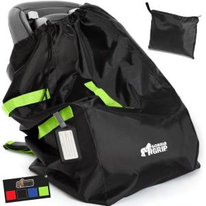 GORILLA GRIP Car Seat Travel Bag for Airplane Gate Check, Easy Carry Backpack Bags Cover Carseats, Infant Baby Carriers and Toddler Booster Seats for Airport, Child Air Travels Essential, Fluorescent(Fluorescent)