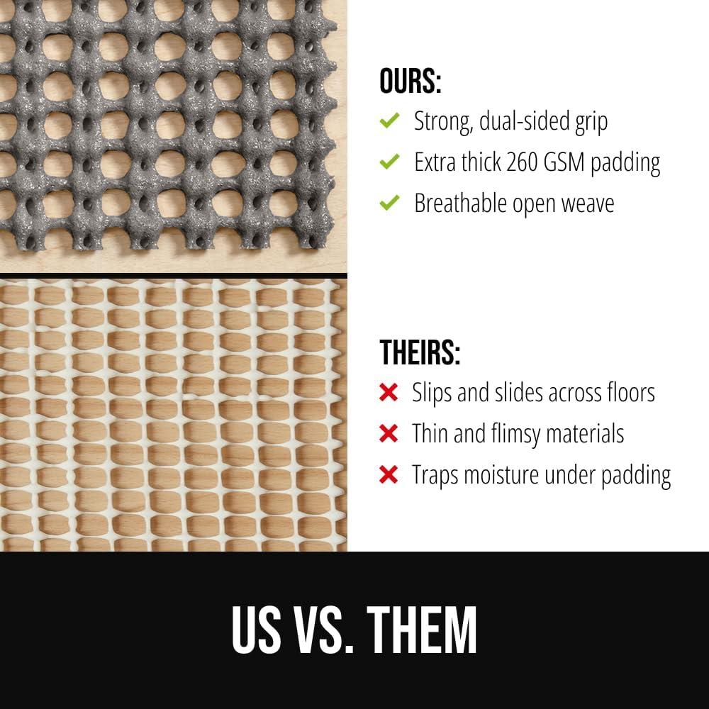 image:imageGORILLA GRIP Premium Dual Sided Extra Thick Rug Gripper Pad for Hardwood Floors Breathable Slip Resistant Pad Grips Under Carpet Area Rugs for Hard Surface Floor Protection Easy Trim Mats 2x3 BeigeGrey