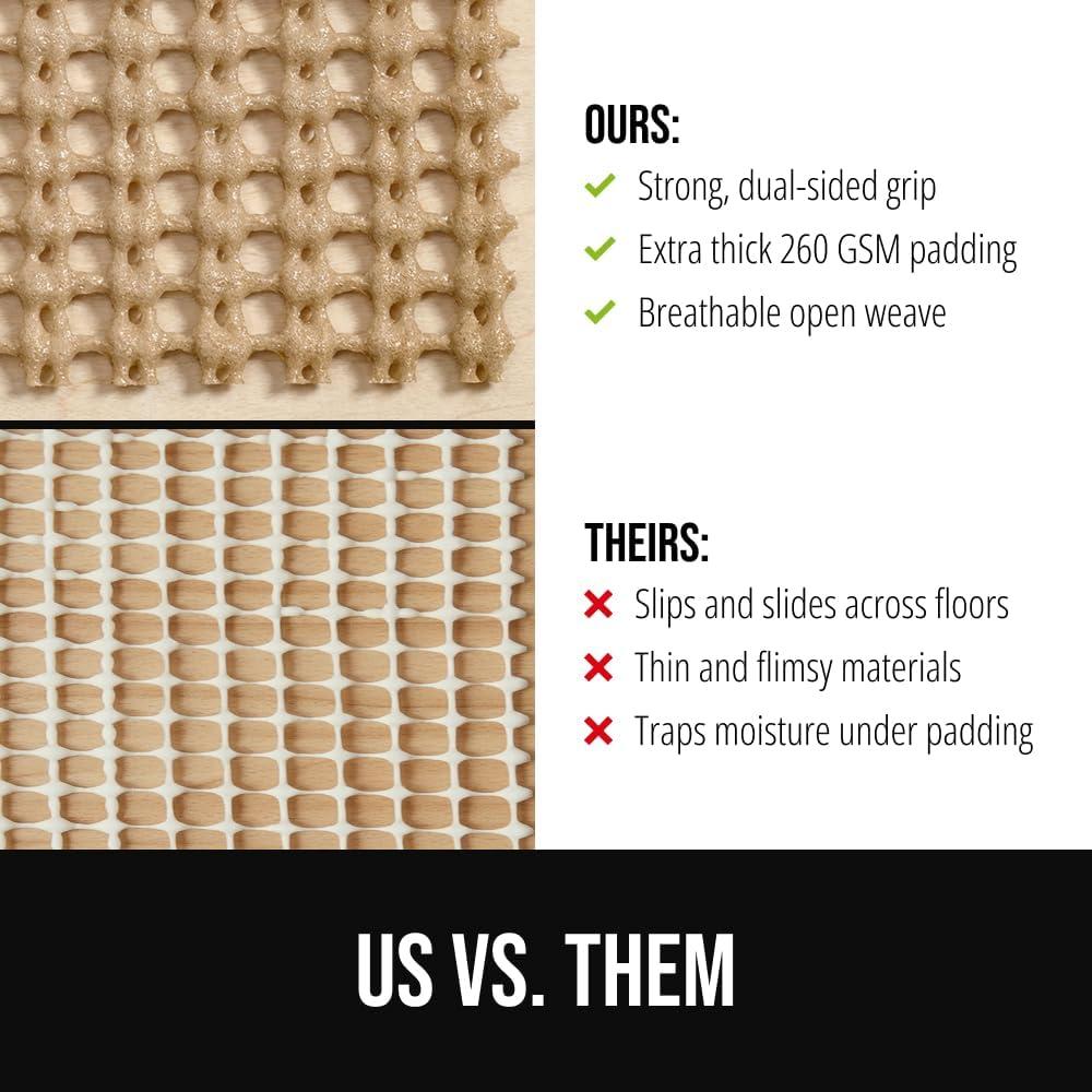 image:imageGORILLA GRIP Premium Dual Sided Extra Thick Rug Gripper Pad for Hardwood Floors Breathable Slip Resistant Pad Grips Under Carpet Area Rugs for Hard Surface Floor Protection Easy Trim Mats 2x3 BeigeBeige