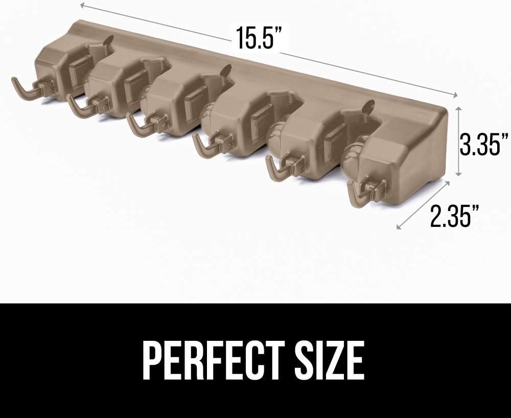 image:imageGORILLA GRIP Wall Mount Hook Fixture Also Includes Slots to Hold Mop Broom Tools Easy Install Organize Cleaners Tools Home Kitchen Garage 6 Hooks 5 Slots BeigeBeige