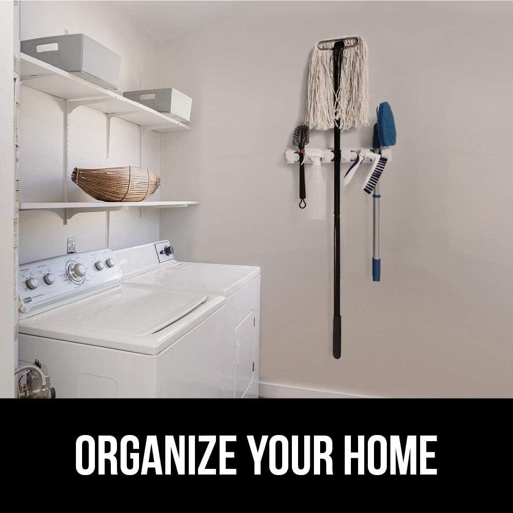 image:imageGORILLA GRIP Wall Mount Hook Fixture Also Includes Slots to Hold Mop Broom Tools Easy Install Organize Cleaners Tools Home Kitchen Garage 6 Hooks 5 Slots BeigeBeige