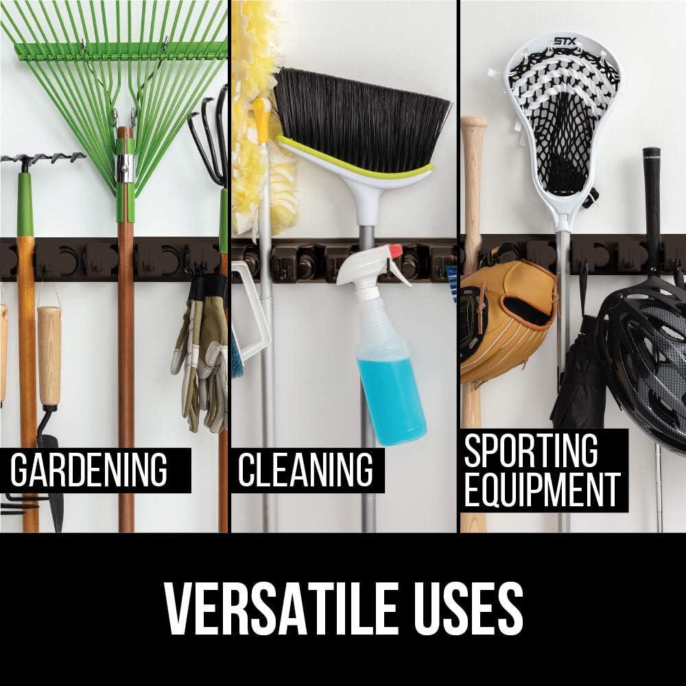 image:imageGORILLA GRIP Wall Mount Hook Fixture Also Includes Slots to Hold Mop Broom Tools Easy Install Organize Cleaners Tools Home Kitchen Garage 6 Hooks 5 Slots BeigeBrown