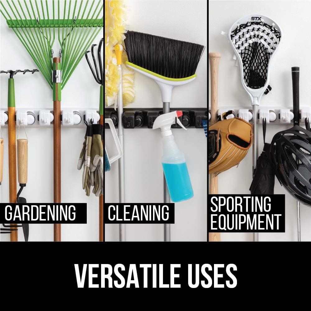 image:imageGORILLA GRIP Wall Mount Hook Fixture Also Includes Slots to Hold Mop Broom Tools Easy Install Organize Cleaners Tools Home Kitchen Garage 6 Hooks 5 Slots BeigeBeige
