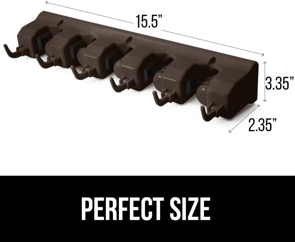 image:imageGORILLA GRIP Wall Mount Hook Fixture Also Includes Slots to Hold Mop Broom Tools Easy Install Organize Cleaners Tools Home Kitchen Garage 6 Hooks 5 Slots BeigeBrown