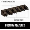 GORILLA GRIP Wall Mount Hook Fixture, Also Includes Slots to Hold Mop, Broom, Tools, Easy Install, Organize Cleaners, Tools, Home, Kitchen, Garage, 6 Hooks 5 Slots, Beige(Brown)
