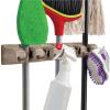GORILLA GRIP Wall Mount Hook Fixture, Also Includes Slots to Hold Mop, Broom, Tools, Easy Install, Organize Cleaners, Tools, Home, Kitchen, Garage, 6 Hooks 5 Slots, Beige(Beige)