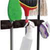 GORILLA GRIP Wall Mount Hook Fixture, Also Includes Slots to Hold Mop, Broom, Tools, Easy Install, Organize Cleaners, Tools, Home, Kitchen, Garage, 6 Hooks 5 Slots, Beige(Brown)