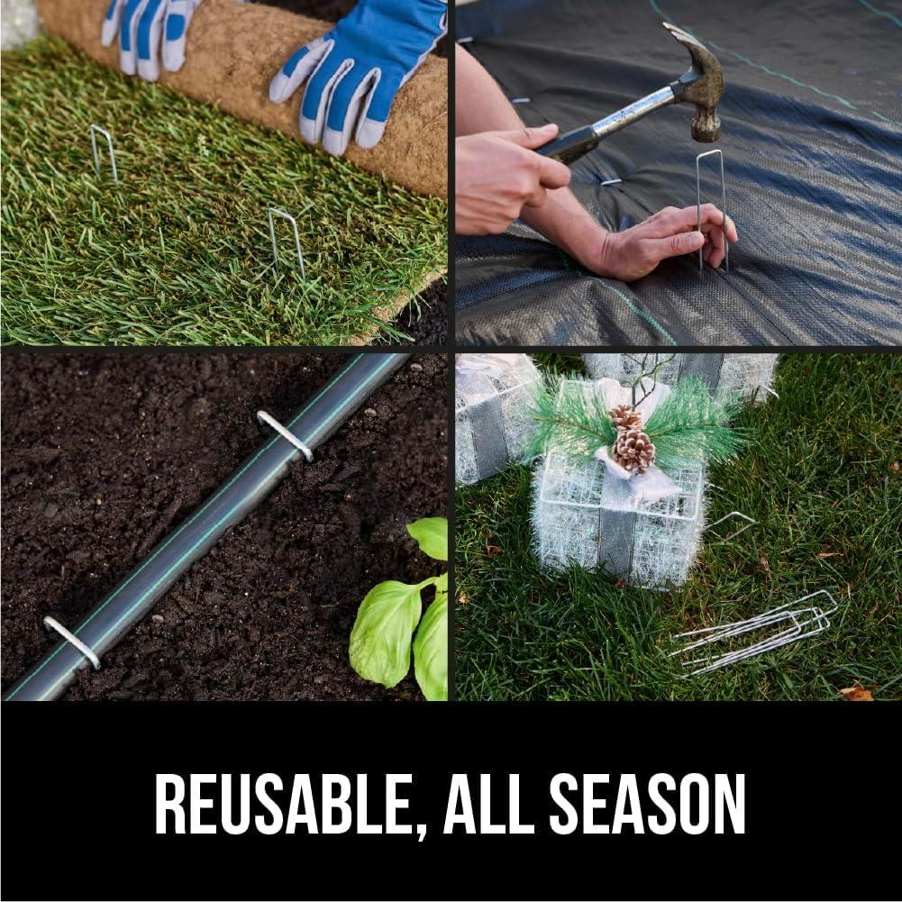 image:imageGORILLA GRIP 50 Pack Strong Galvanized Steel Landscape Staples RustResistant Sharp Tips Plant and Garden Stakes Adjustable Ground Yard Anchors Outdoor Metal Landscaping Pins for Lawn 6 Inch50 Pack