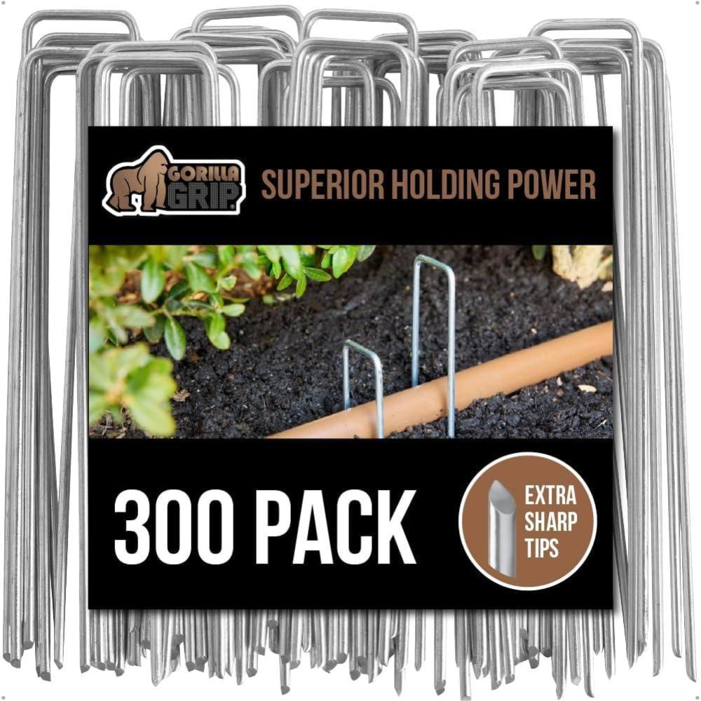 image:imageGORILLA GRIP 50 Pack Strong Galvanized Steel Landscape Staples RustResistant Sharp Tips Plant and Garden Stakes Adjustable Ground Yard Anchors Outdoor Metal Landscaping Pins for Lawn 6 Inch300 Pack