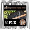 GORILLA GRIP 50 Pack Strong Galvanized Steel Landscape Staples, Rust-Resistant Sharp Tips, Plant and Garden Stakes, Adjustable Ground Yard Anchors, Outdoor Metal Landscaping Pins for Lawn, 6 Inch(50 Pack)