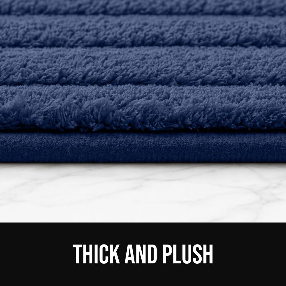 image:imageGORILLA GRIP Textured Backing Bathroom Rugs Soft Memory Foam Absorbent Striped Bath Mats Machine Washable amp Fade Resistant Bathmat Accessories for Floor Home Decor Shower Essentials Gray 24x16Navy