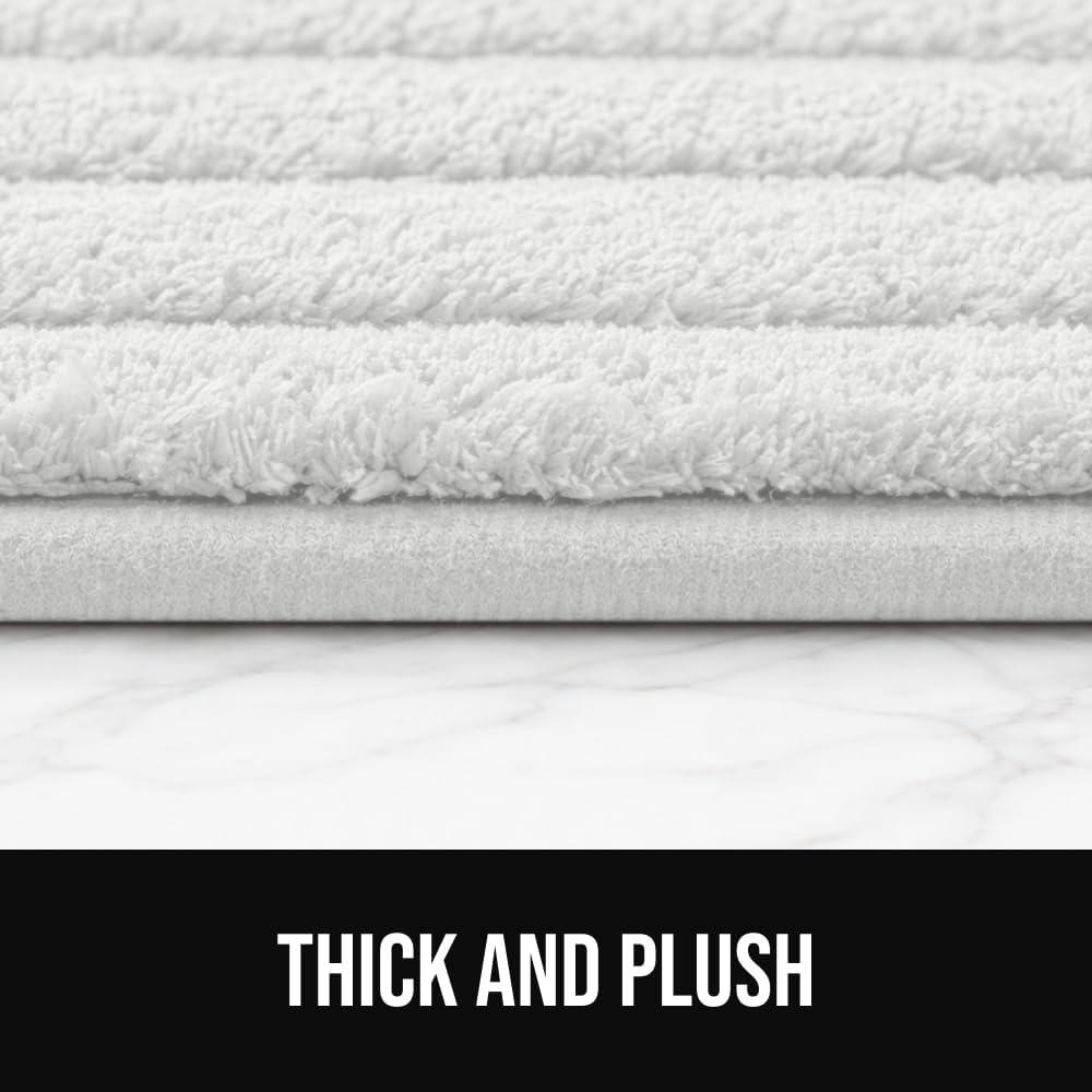 image:imageGORILLA GRIP Textured Backing Bathroom Rugs Soft Memory Foam Absorbent Striped Bath Mats Machine Washable amp Fade Resistant Bathmat Accessories for Floor Home Decor Shower Essentials Gray 24x16White