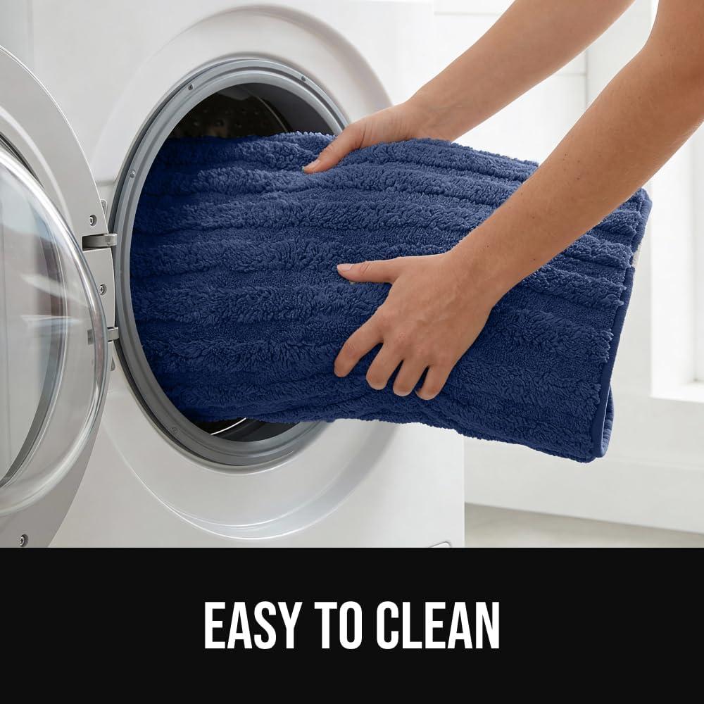 image:imageGORILLA GRIP Textured Backing Bathroom Rugs Soft Memory Foam Absorbent Striped Bath Mats Machine Washable amp Fade Resistant Bathmat Accessories for Floor Home Decor Shower Essentials Gray 24x16Navy