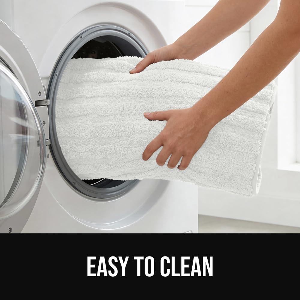 image:imageGORILLA GRIP Textured Backing Bathroom Rugs Soft Memory Foam Absorbent Striped Bath Mats Machine Washable amp Fade Resistant Bathmat Accessories for Floor Home Decor Shower Essentials Gray 24x16White