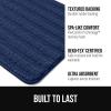 GORILLA GRIP Textured Backing Bathroom Rugs, Soft Memory Foam Absorbent Striped Bath Mats, Machine Washable & Fade Resistant, Bathmat Accessories for Floor, Home Decor Shower Essentials, Gray 24×16(Navy)