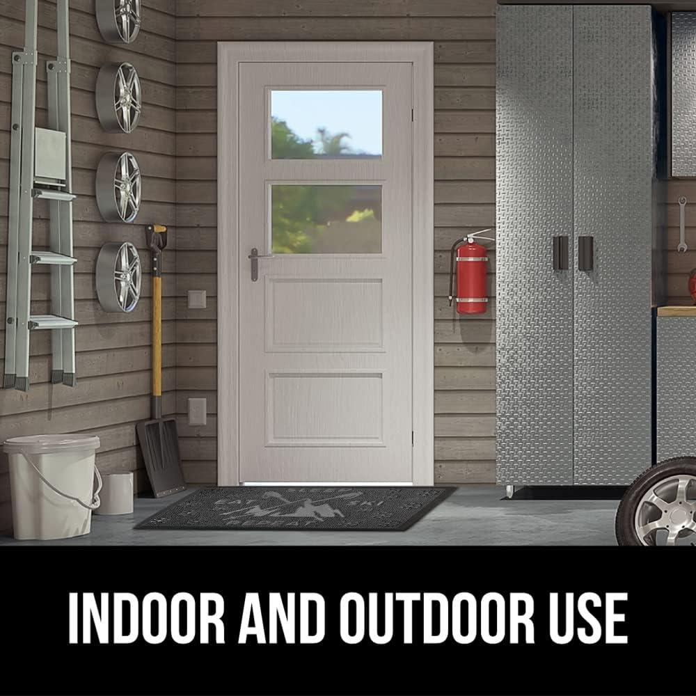 image:imageGORILLA GRIP 100 Waterproof AllSeason WeatherMax Doormat US Designed Natural Rubber Stain and Fade Resistant Low Profile Indoor Outdoor Door Mats Easy Clean Patio Mat 17x29 Latte QuatrefoilGraphite Skiing