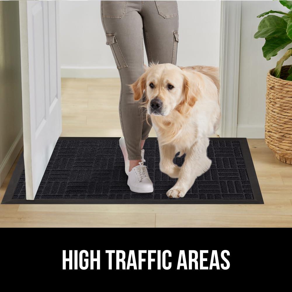 image:imageGORILLA GRIP 100 Waterproof AllSeason WeatherMax Doormat US Designed Natural Rubber Stain and Fade Resistant Low Profile Indoor Outdoor Door Mats Easy Clean Patio Mat 17x29 Latte QuatrefoilMidnight Maze