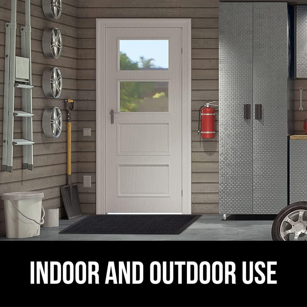 image:imageGORILLA GRIP 100 Waterproof AllSeason WeatherMax Doormat US Designed Natural Rubber Stain and Fade Resistant Low Profile Indoor Outdoor Door Mats Easy Clean Patio Mat 17x29 Latte QuatrefoilMidnight Maze