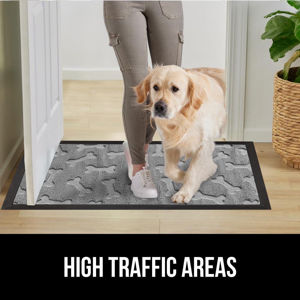 image:imageGORILLA GRIP 100 Waterproof AllSeason WeatherMax Doormat US Designed Natural Rubber Stain and Fade Resistant Low Profile Indoor Outdoor Door Mats Easy Clean Patio Mat 17x29 Latte QuatrefoilLight Gray Bones