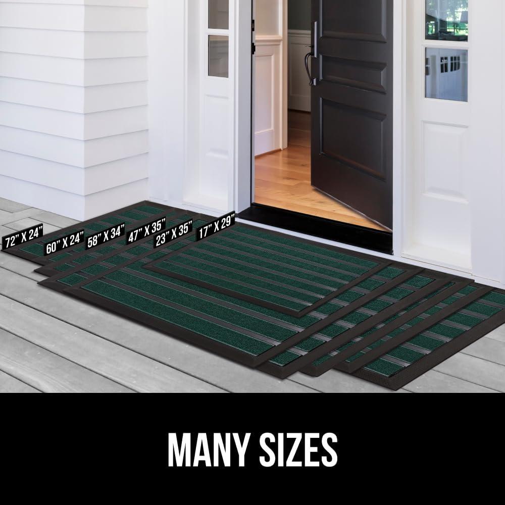 image:imageGORILLA GRIP 100 Waterproof AllSeason WeatherMax Doormat US Designed Natural Rubber Stain and Fade Resistant Low Profile Indoor Outdoor Door Mats Easy Clean Patio Mat 17x29 Latte QuatrefoilGreen Stripe