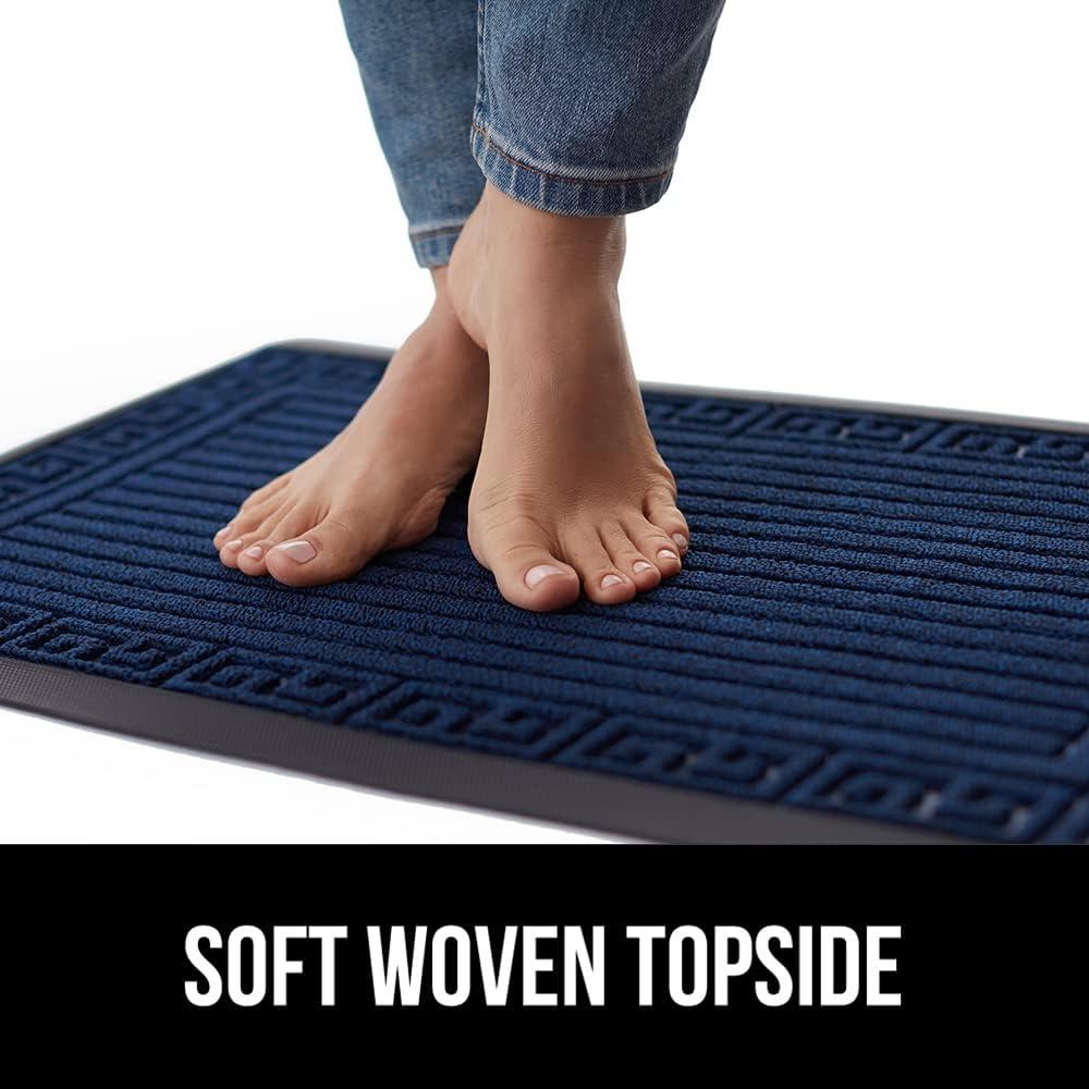 image:imageGORILLA GRIP 100 Waterproof AllSeason WeatherMax Doormat US Designed Natural Rubber Stain and Fade Resistant Low Profile Indoor Outdoor Door Mats Easy Clean Patio Mat 17x29 Latte QuatrefoilNavy Greek Keys