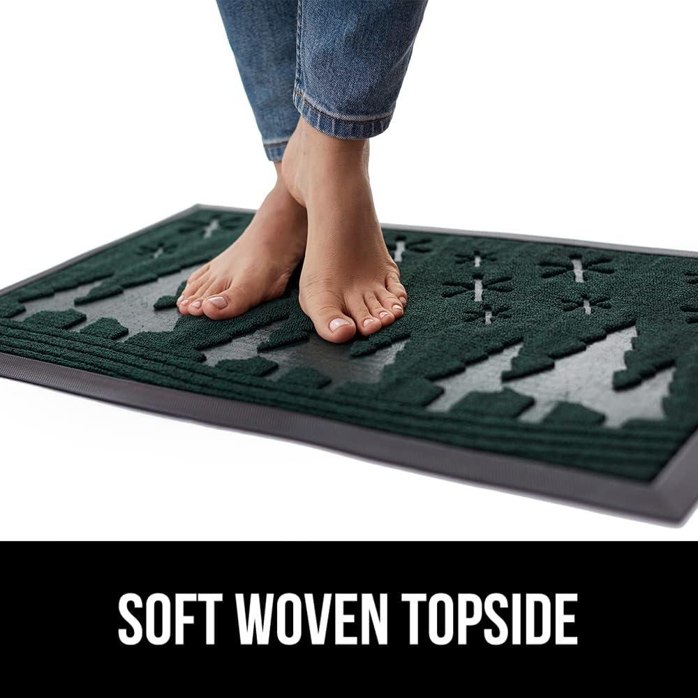 image:imageGORILLA GRIP 100 Waterproof AllSeason WeatherMax Doormat US Designed Natural Rubber Stain and Fade Resistant Low Profile Indoor Outdoor Door Mats Easy Clean Patio Mat 17x29 Latte QuatrefoilEvergreen Snowscape