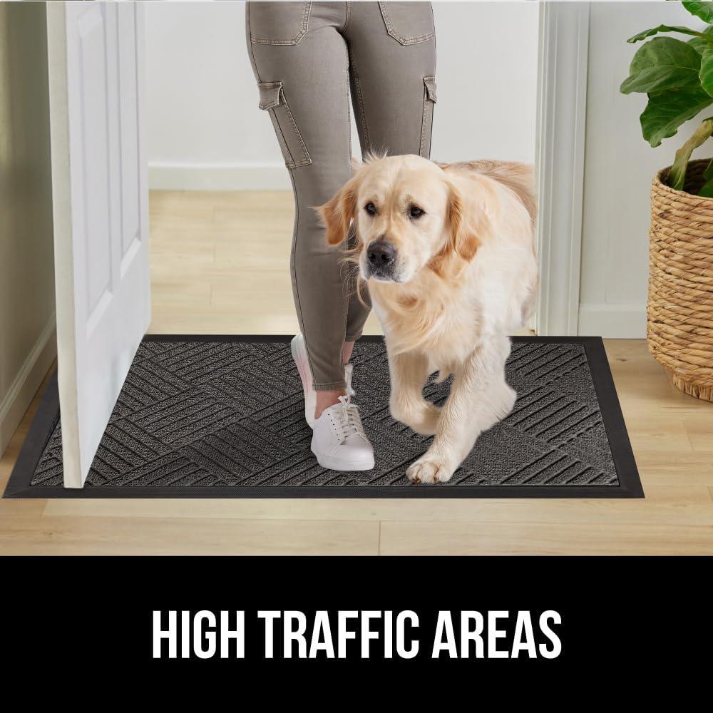 image:imageGORILLA GRIP 100 Waterproof AllSeason WeatherMax Doormat US Designed Natural Rubber Stain and Fade Resistant Low Profile Indoor Outdoor Door Mats Easy Clean Patio Mat 17x29 Latte QuatrefoilGray Diamond