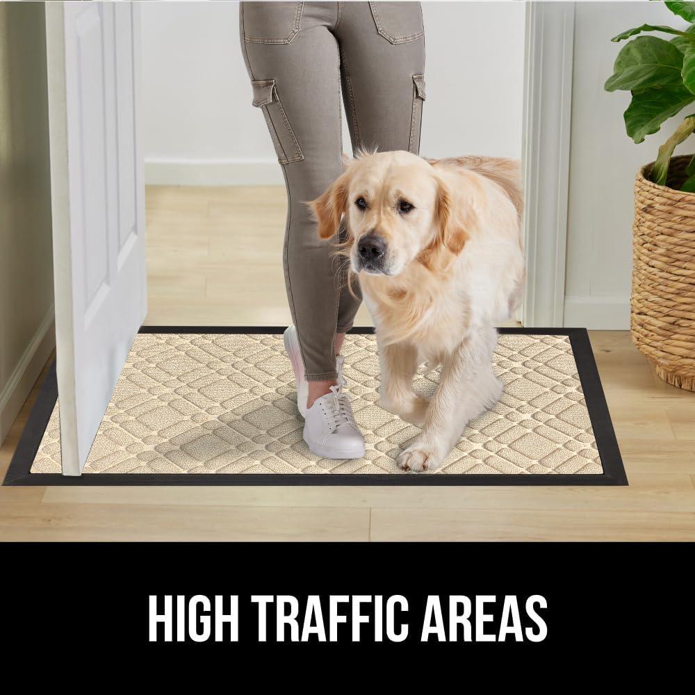 image:imageGORILLA GRIP 100 Waterproof AllSeason WeatherMax Doormat US Designed Natural Rubber Stain and Fade Resistant Low Profile Indoor Outdoor Door Mats Easy Clean Patio Mat 17x29 Latte QuatrefoilModern Latte