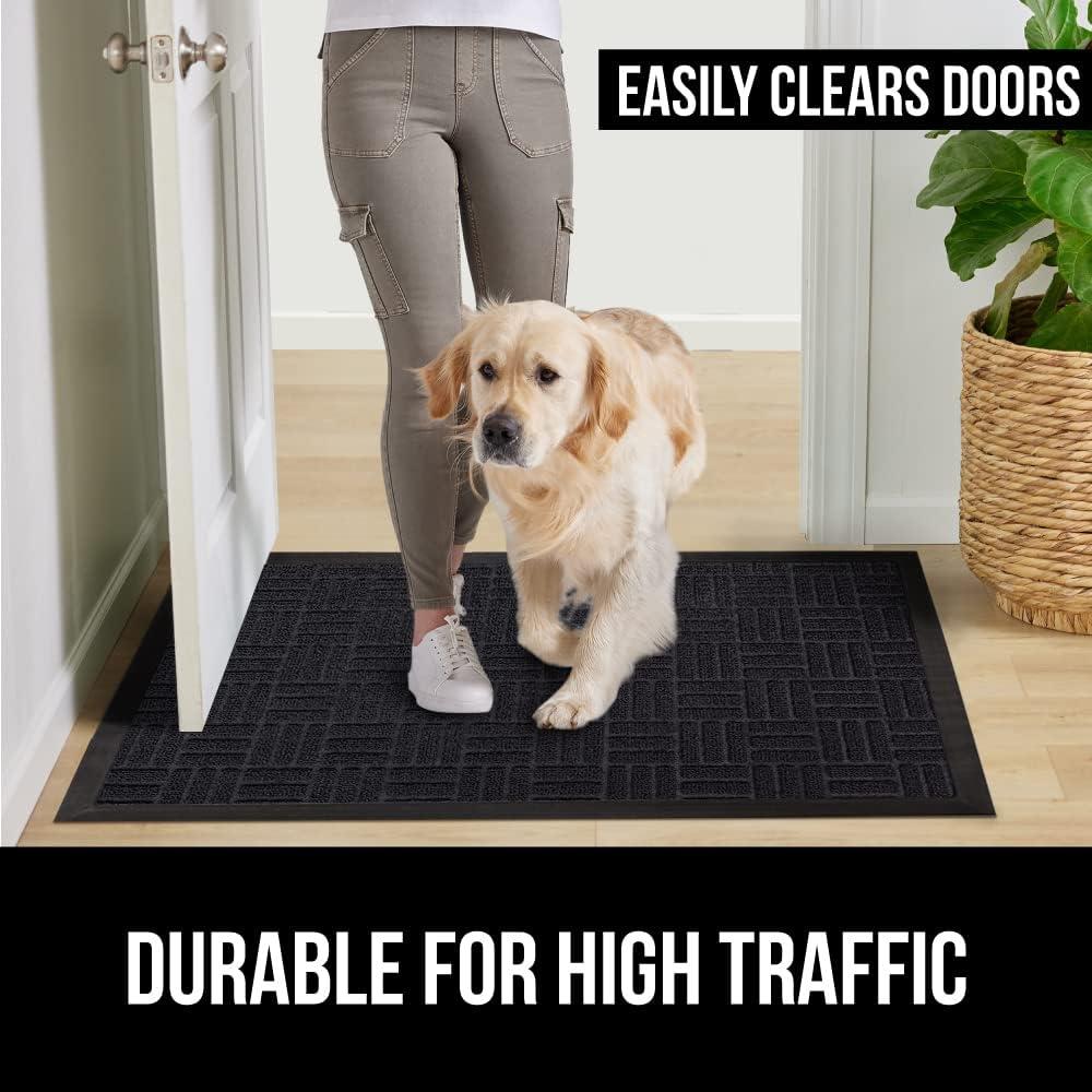 image:imageGORILLA GRIP 100 Waterproof AllSeason WeatherMax Doormat US Designed Natural Rubber Stain and Fade Resistant Low Profile Indoor Outdoor Door Mats Easy Clean Patio Mat 17x29 Latte QuatrefoilMidnight Maze