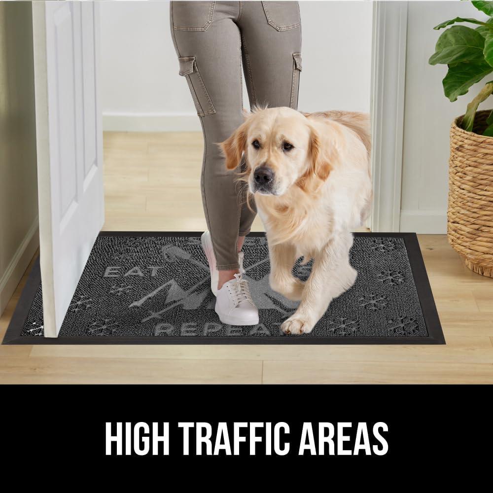 image:imageGORILLA GRIP 100 Waterproof AllSeason WeatherMax Doormat US Designed Natural Rubber Stain and Fade Resistant Low Profile Indoor Outdoor Door Mats Easy Clean Patio Mat 17x29 Latte QuatrefoilGraphite Skiing