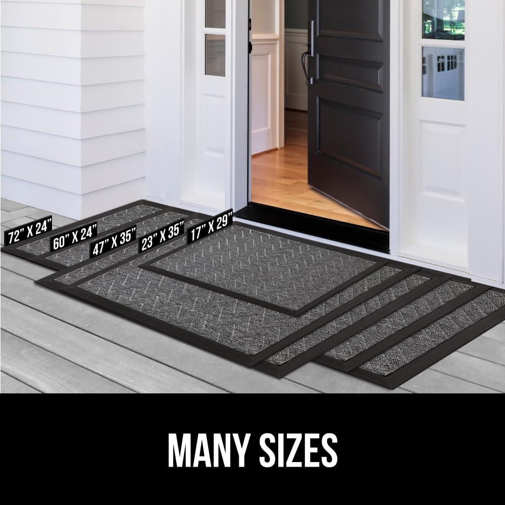 image:imageGORILLA GRIP 100 Waterproof AllSeason WeatherMax Doormat US Designed Natural Rubber Stain and Fade Resistant Low Profile Indoor Outdoor Door Mats Easy Clean Patio Mat 17x29 Latte QuatrefoilMidnight Maze